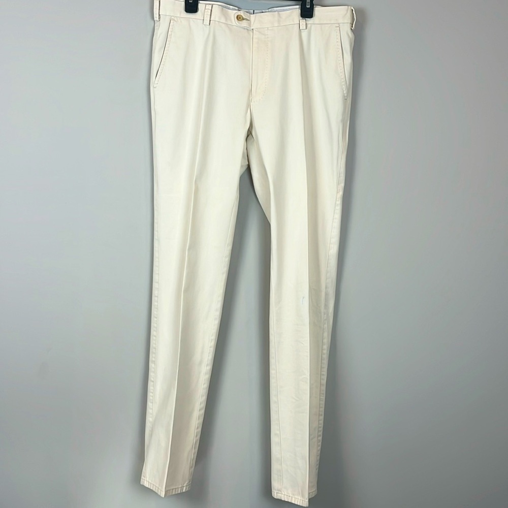 Peter Millar Men's Contemporary Fit 36x36 Light Khaki Chino Flat Front Pants